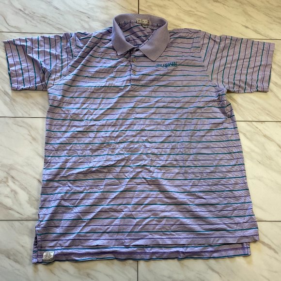 Peter Millar Cotton Purple Blue Green Stripe Golf Polo The Breakers XL - Picture 2 of 6